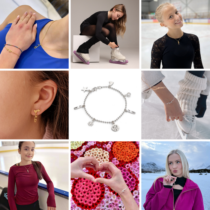 figure skaters wearing ice skating jewellery