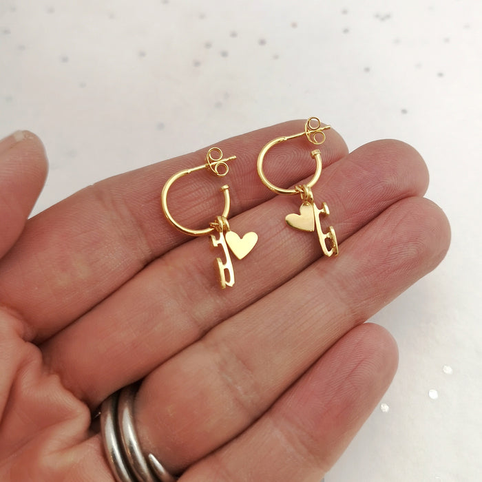 Gold Love and Devotion Ice Skating Earrings