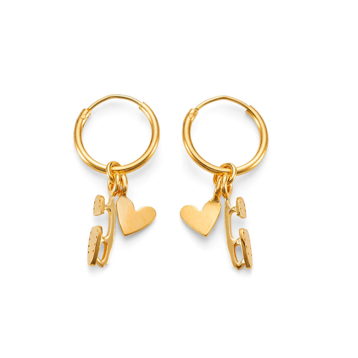 Gold Love and Devotion Ice Skating Earrings