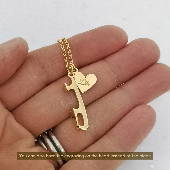 Personalised Gold 'Love and Devotion' Ice Skating Necklace