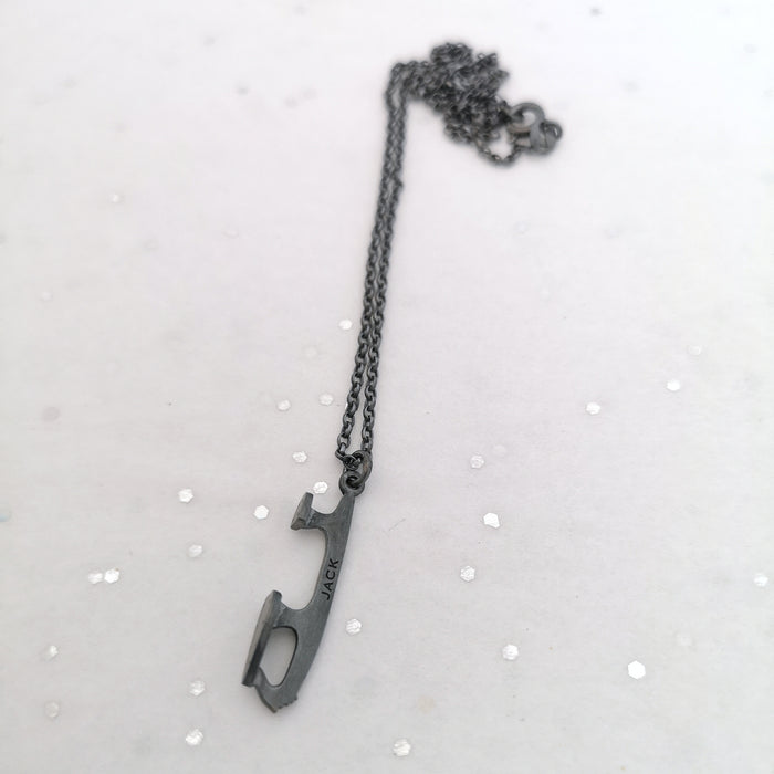 Personalised Oxidised Silver Ice Skating Necklace | Ice Skating Jewellery