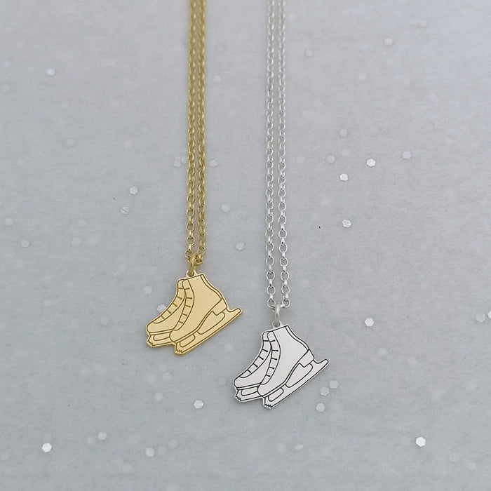 Gold Ice Skating Boots Necklace | Ice Skating Jewellery