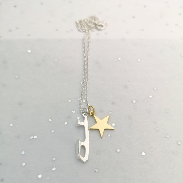 'Shine Bright' Silver Ice Skating Necklace | Ice Skating Jewellery