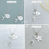 image collage of four different ice skate blade and charm necklaces are available