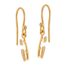 gold ice skate blade hook earrings on a white background