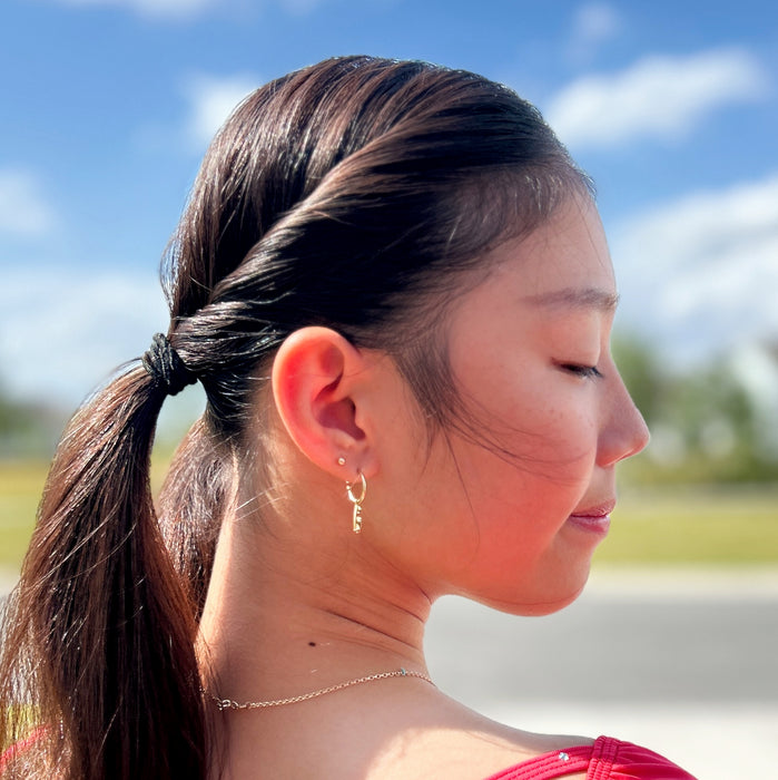 Gold Ice Skating Stud Hoop Earrings