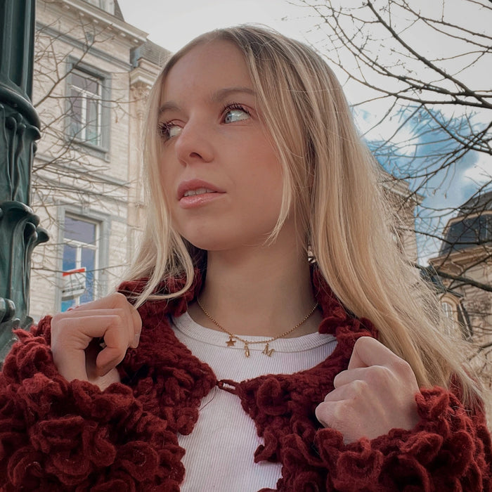 Gold Ice Skating Multi Charm Necklace