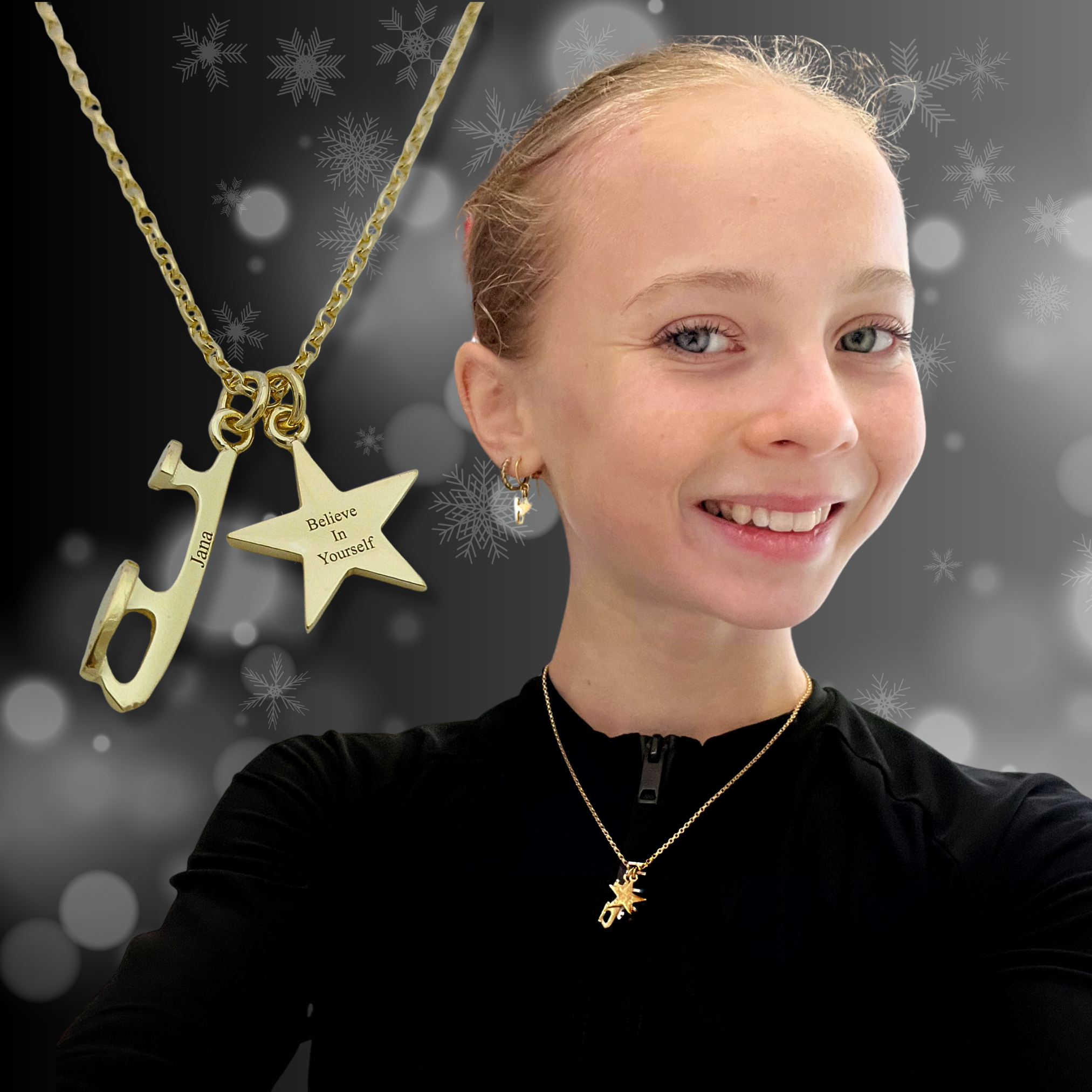 Gold BELIEVE Custom Ice Skating Necklace | Ice Skating Jewellery