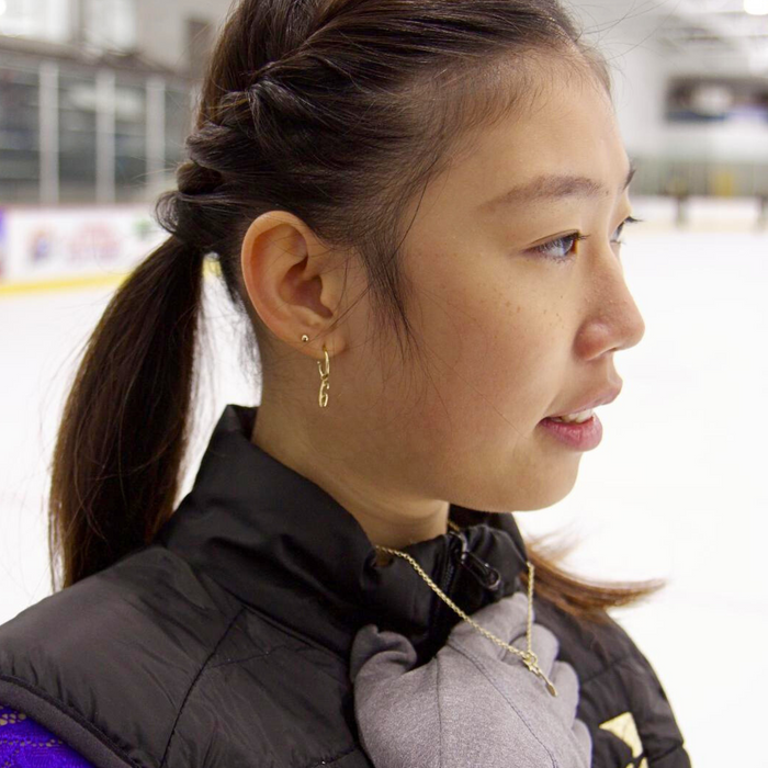Gold Ice Skating Stud Hoop Earrings