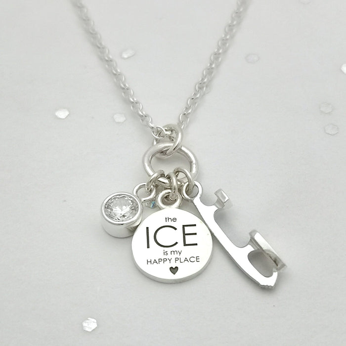 happy place ice charms necklace on a sparkly background