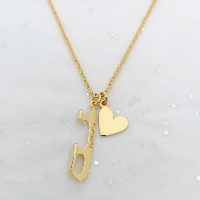 Personalised Gold Love and Devotion Ice Skating Necklace | Ice Skating Jewellery