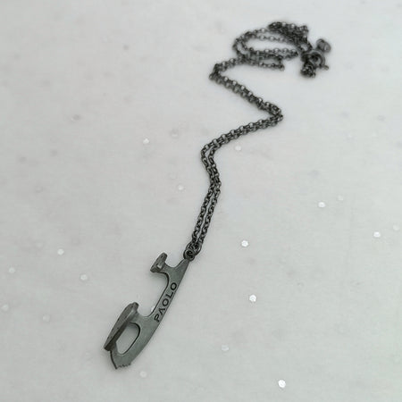 Personalised Oxidised Silver Ice Skating Necklace | Ice Skating Jewellery
