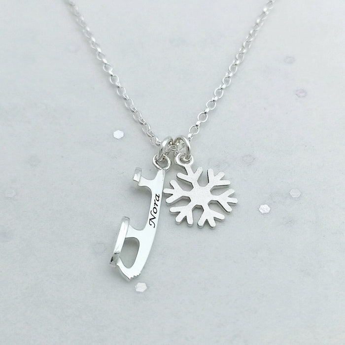 Personalised Snowflake Ice Skating Necklace | Ice Skating Jewellery
