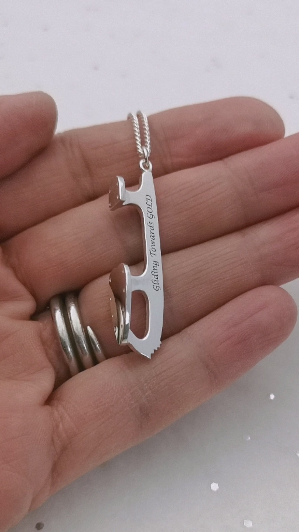 Personalised extra large silver ice skating necklace | Ice Skating Jewellery
