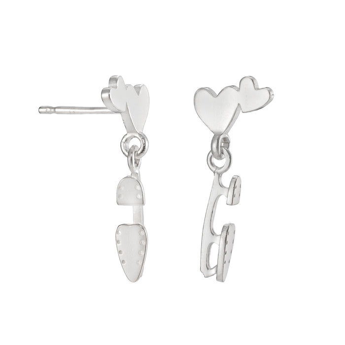 Silver 'Love and Devotion' Stud Earrings