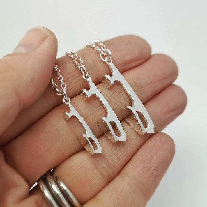 Silver Ice Skating Necklaces