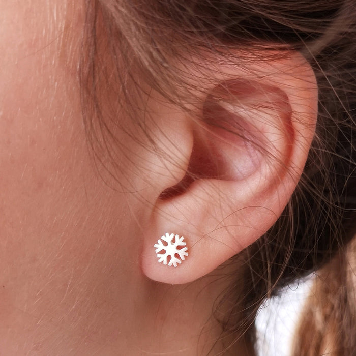 Silver Snowflake Stud Earrings | Ice Skating Jewellery