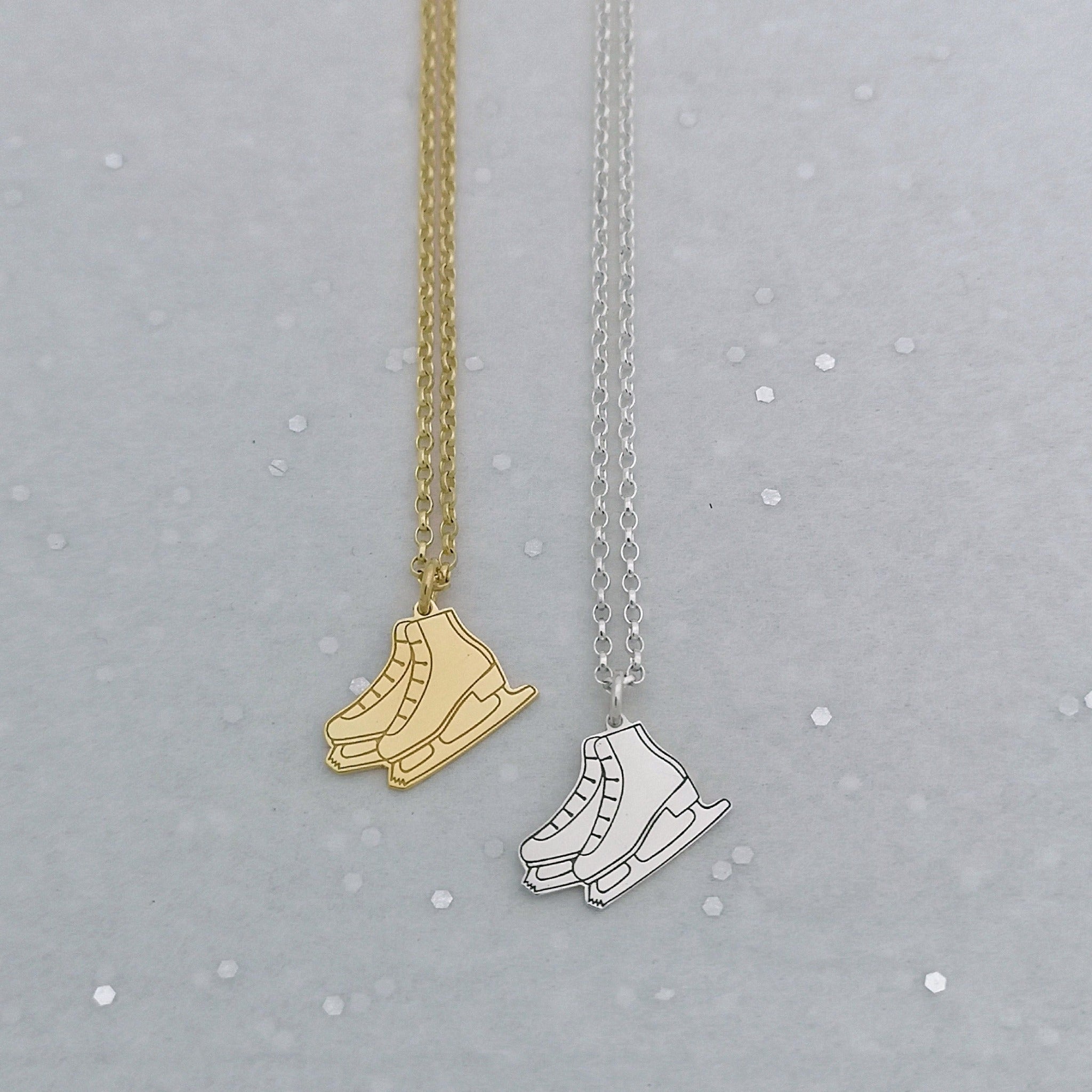 Gold Ice Skating Boots Necklace | Ice Skating Jewellery