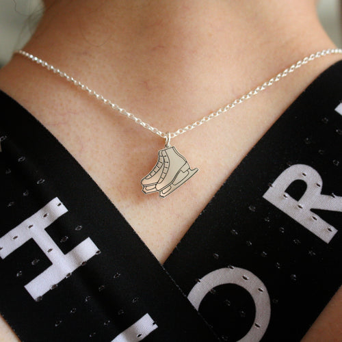 Silver Ice Skating Boots Necklace